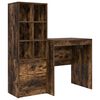 vidaXL Escritorio con caj&oacute;n con estante 2 pcs Roble ahumado