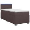 vidaXL Cama con Base Tapizada, Colch&oacute;n y Luz LED Marr&oacute;n Oscuro Tela