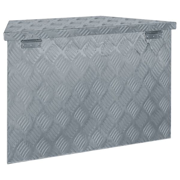 vidaXL Caja de aluminio 70x24x42 cm forma trapezoide plateada