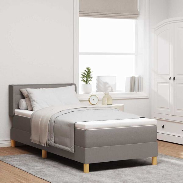 vidaXL Cama con Somier con colch&oacute;n con cabecera Taup&eacute; 90 x 190 cm tela