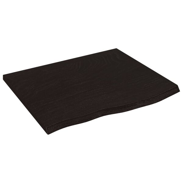 vidaXL Encimera ba&ntilde;o madera maciza tratada marr&oacute;n oscuro 60x50x2 cm