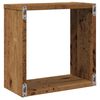 vidaXL Estantes cubo de pared 4 uds madera envejecida 30x15x30 cm