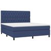 vidaXL Cama box spring colch&oacute;n y luces LED tela azul 160x200 cm