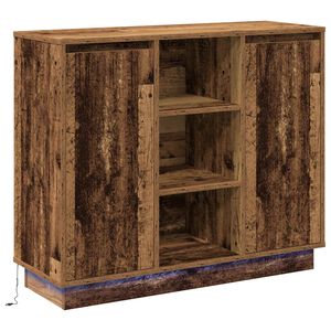 vidaXL Aparador LED Madera vieja 90 x 32 x 75 cm Madera de ingenier&iacute;a