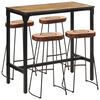 vidaXL Set de mesa alta y taburetes 5 pzas madera maciza mango y metal
