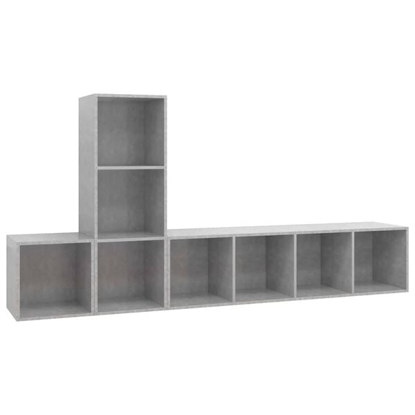 vidaXL Set de muebles de sal&oacute;n 3 pzas madera ingenier&iacute;a gris hormig&oacute;n