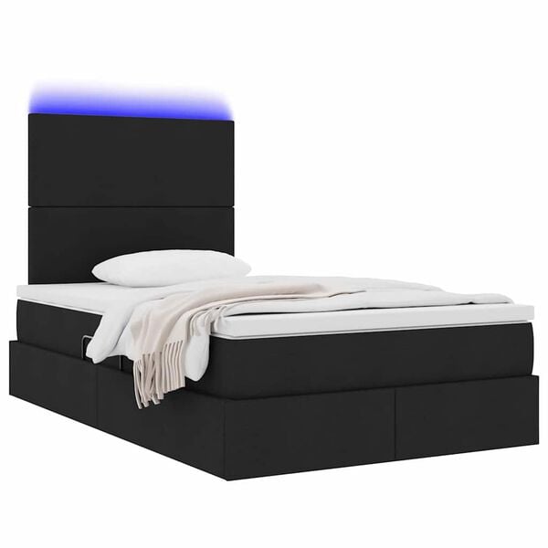 vidaXL Cama con almacenamiento y LED Negro 120 x 200 cm Poliéster