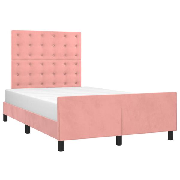 vidaXL Estructura de cama sin colch&oacute;n terciopelo rosa 120x200 cm
