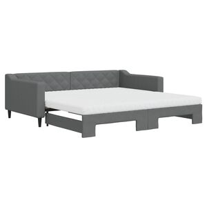 vidaXL Sof&aacute; cama nido con colch&oacute;n tela gris oscuro 100x200 cm