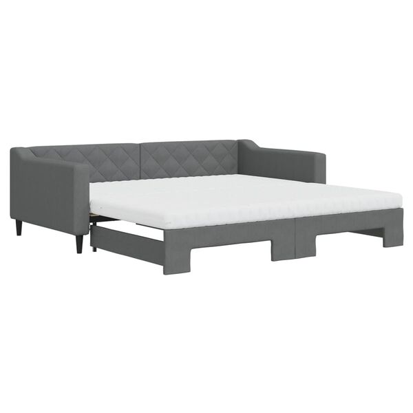 vidaXL Sof&aacute; cama nido con colch&oacute;n tela gris oscuro 100x200 cm
