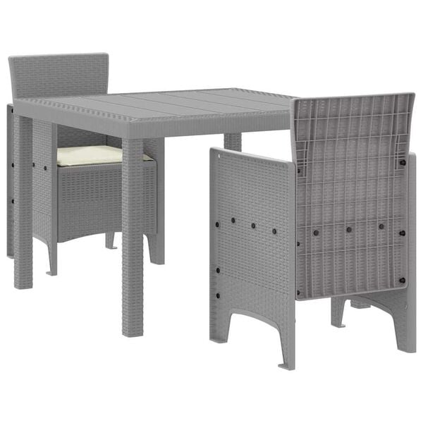 vidaXL Conjunto de Comedor de Jardín 3 pcs Gris Claro Ratan Polt