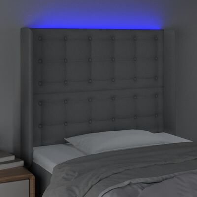 vidaXL Cabecero con LED de tela gris claro 103x16x118/128 cm