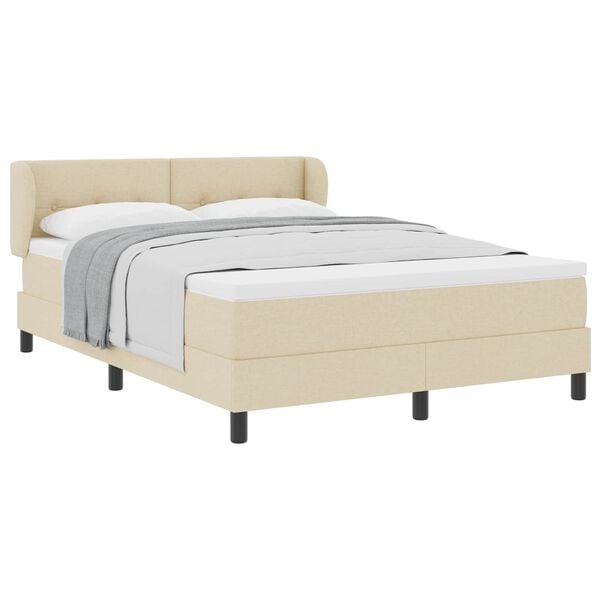 vidaXL Cama tipo Box Spring con colch&oacute;n Crema 140 x 190 cm tela