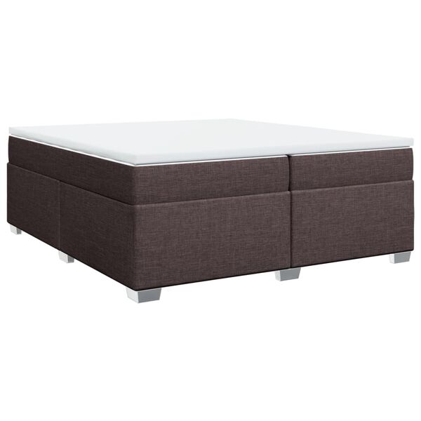 vidaXL Cama box spring con colch&oacute;n tela marr&oacute;n oscuro 200x200 cm