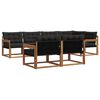 vidaXL Conjunto de sof&aacute;s de exterior con coj&iacute;n 7 pcs Natural y negro