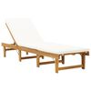vidaXL Tumbona plegable con coj&iacute;n madera maciza de acacia blancocrema