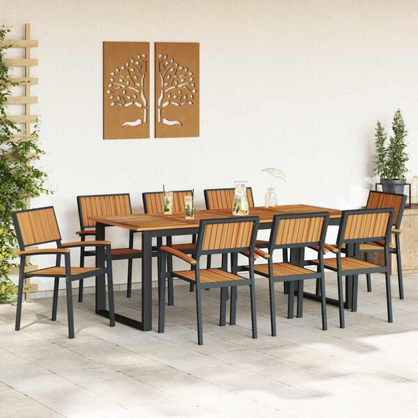 vidaXL Conjunto de Comedor de Jard&iacute;n 9 pcs Negro