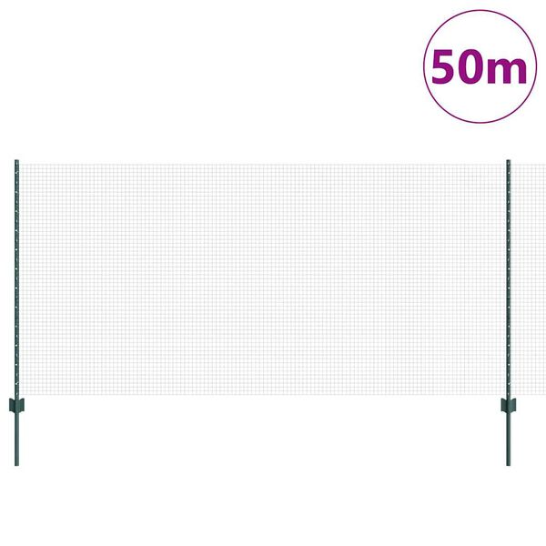vidaXL Valla con Poste Verde 1,2 x 50 m Acero y PVC