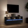 vidaXL Mueble de TV de pared con luces LED negro 130x31x45 cm