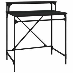 vidaXL Escritorio de hierro y madera contrachapada negro 80x50x90 cm
