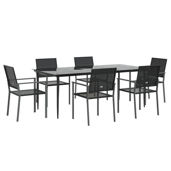 vidaXL Juego de comedor para jard&iacute;n 7 piezas rat&aacute;n sint&eacute;tico y acero