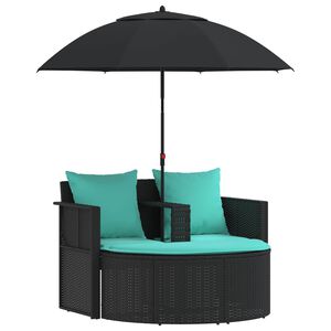 vidaXL Sof&aacute; de jard&iacute;n 8 uds. rat&aacute;n sint&eacute;tico Negro y Turquesa
