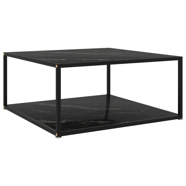 vidaXL Mesa de centro negra vidrio templado 80x80x35 cm
