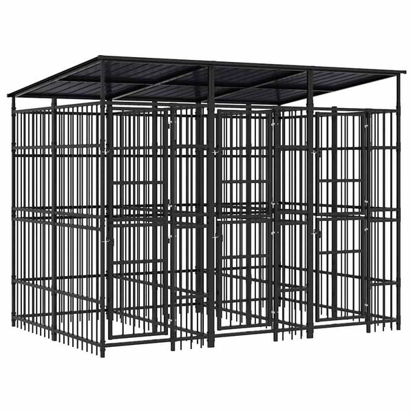 vidaXL Perrera de exterior con techo de acero 5,53 m&sup2;