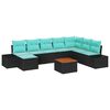 vidaXL Conjunto de sof&aacute;s de jard&iacute;n 9 uds. Negro rat&aacute;n sint&eacute;tico