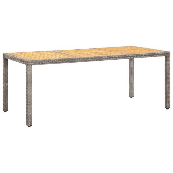 vidaXL Mesa de jard&iacute;n madera acacia rat&aacute;n sint&eacute;tico gris 190x90x75 cm