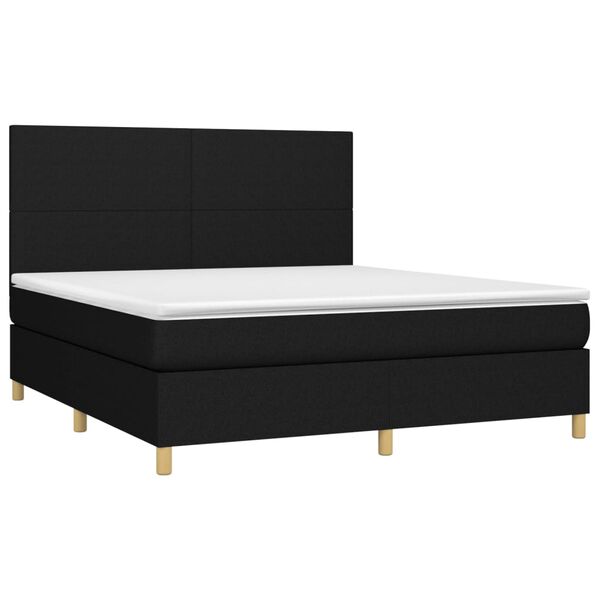 vidaXL Cama box spring con colch&oacute;n tela negro 180x200 cm