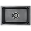 vidaXL Fregadero de cocina hecho a mano acero inoxidable negro