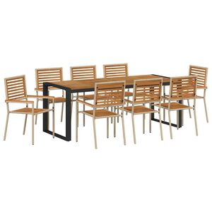 vidaXL Conjunto de Comedor de Jard&iacute;n 9 pcs Beige y Marr&oacute;n