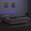 vidaXL Cama box spring colch&oacute;n y luces LED tela crema 180x200 cm