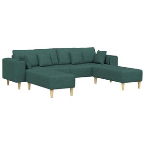 vidaXL Sof&aacute; 3 uds. Verde oscuro tela