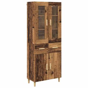 vidaXL Aparador alto con caj&oacute;n Madera envejecida 69,5 x 34 x 180 cm
