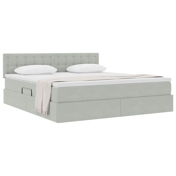 vidaXL Cama con almacenamiento Gris Claro 180 x 200 cm Terciopelo