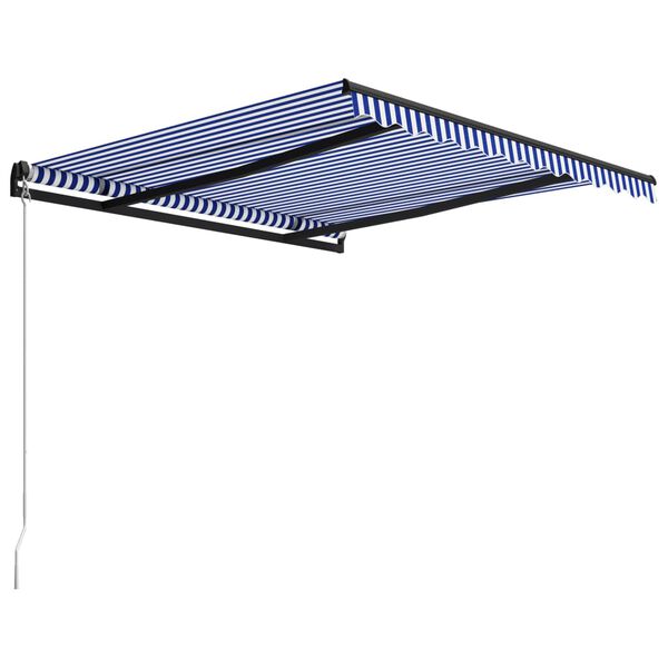 vidaXL Toldo manual retr&aacute;ctil azul y blanco 300x250 cm