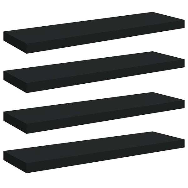 vidaXL Estantes flotantes de pared 4 uds MDF negro 80x23,5x3,8 cm