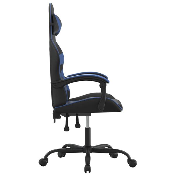 vidaXL Silla gaming giratoria cuero sint&eacute;tico negro y azul