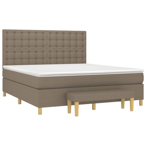 vidaXL Cama box spring con colch&oacute;n tela gris taupe 180x200 cm