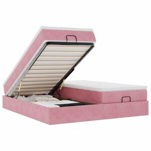 vidaXL Estructura de cama otomana colchones terciopelo rosa 160x200cm