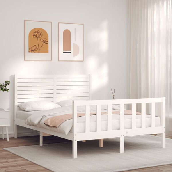 vidaXL Estructura de cama sin colch&oacute;n madera de pino blanca 140x190 cm