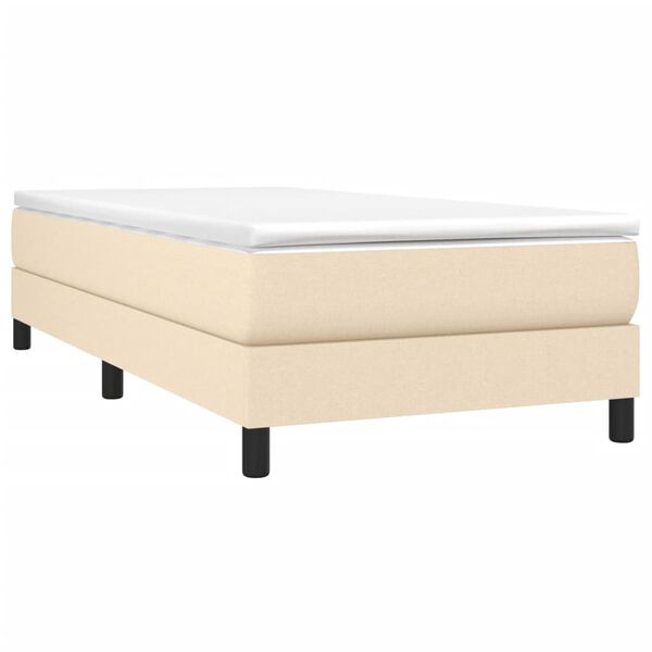 vidaXL Estructura de cama con somier tela crema 90x200 cm