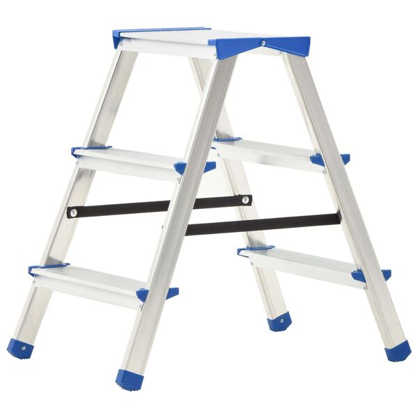 vidaXL Escalera de aluminio doble cara 3 pelda&ntilde;os 67 cm