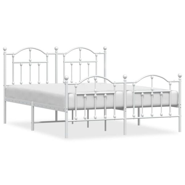 vidaXL Estructura cama sin colch&oacute;n con estribo metal blanco 140x200 cm