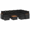 vidaXL Set de sof&aacute;s de jard&iacute;n 10 pzas cojines rat&aacute;n sint&eacute;tico negro