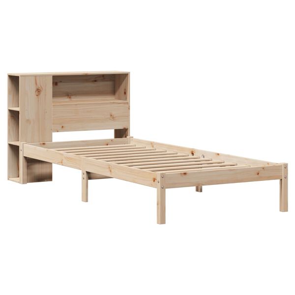 vidaXL Cama con estanter&iacute;a sin colch&oacute;n madera maciza de pino 75x190 cm