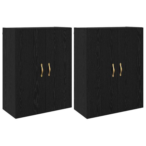 vidaXL Armario de pared 2 pcs Roble Negro 69,5 x 34 x 90 cm
