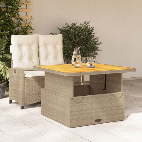 vidaXL Set comedor de jard&iacute;n 2 pzas con cojines rat&aacute;n sint&eacute;tico beige